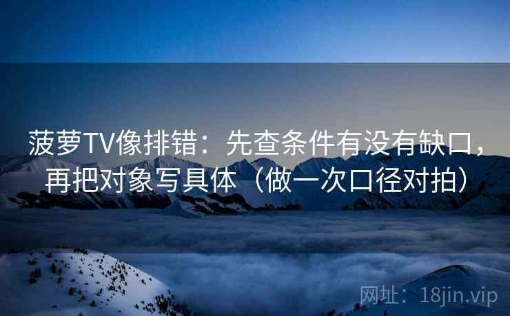 菠萝TV像排错：先查条件有没有缺口，再把对象写具体（做一次口径对拍）